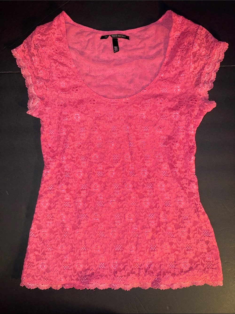 Victoria's Secret Pink Lace Short Sleeve Scoop Camisole